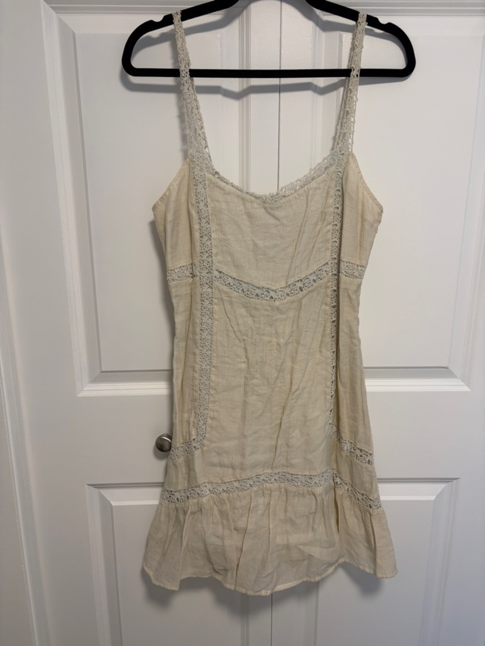 Quiksilver - Cream Lace-Trim Mini Dress